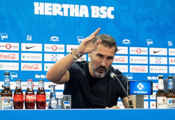 Football, Men, Season 2024 2025, 2 Bundesliga, Hertha BSC, Press conference, Presentation of the new coach Cristian Fiel, v l , 25 06 2024, Copyright: xMatthiasxKochx