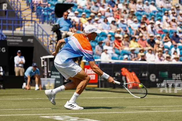 25th June 2024; Devonshire Park, Eastbourne, East Sussex, England: Rothesay International Eastbourne, Day 2; Emil Ruusuvuori (Fin) plays a forehand against Cameron Norrie (GBR) mens singles  ActionPlus12660307 HongboxChen