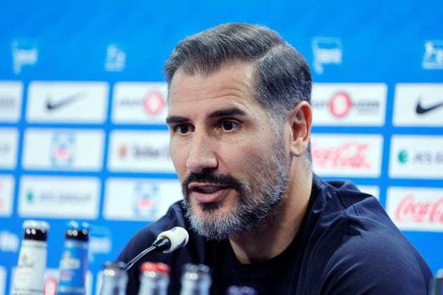 Coach Cristian Fiel, Germany, Berlin, Sportpark, Football, Men, Season 2024 2025, 2 Bundesliga, Hertha BSC, Press conference, Presentation of the new coach Cristian Fiel