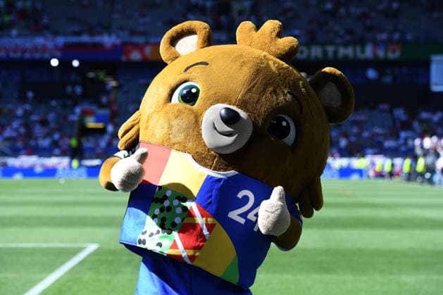 Soccer UEFA EURO 2024 Group Stage 3 Matchday France Poland on 25 06 2024 at BVB Stadium Dortmund in Dortmund Albärt Mascot EURO 2024 xRx