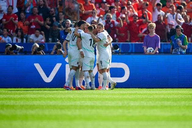 Austria celebrates a goal to make it 1-0, GER, UEFA Euro 2024, mens football, UEFA EURO 2024 matchday 3, group D, Netherlands vs Austria, Netherlands vs Austria, 25 06 2024 GER, UEFA Euro 2024, mens football, UEFA EURO 2024 matchday 3, group D, Netherlands vs Austria, Netherlands vs Austria, 25 06 2024 Berlin Copyright: xEibner-Pressefotox xClaudiusxRauchx EP_CRH