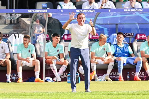 2024-06-25 Netherlands v Austria - Group D - UEFA EURO, EM, Europameisterschaft,Fussball 2024 BERLIN, GERMANY - JUNE 25: Head Coach Ralf Rangnick of Austria gestures during the Group D - UEFA EURO 2024 match between Netherlands and Austria at Olympiastadion on June 25, 2024 in Berlin, Germany. (Photo by Peter Lous BSR Agency) Berlin Germany Content not available for redistribution in The Netherlands directly or indirectly through any third parties. Copyright: xBSRxAgencyx