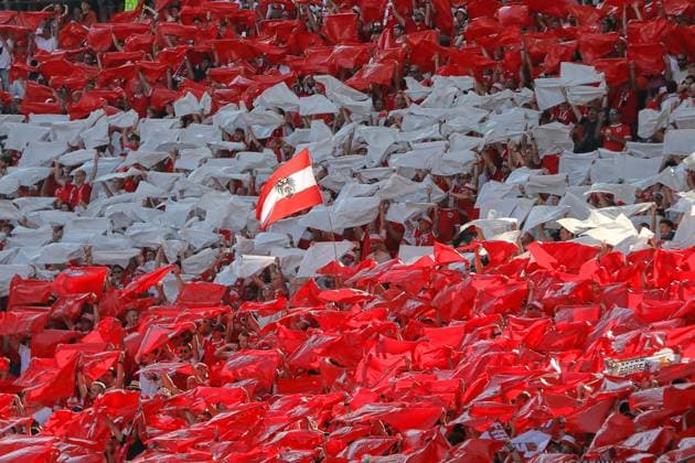 Berlin, Germany, 25 06 2024 Olympiastadion European Football Championship 2024, Group D, Netherlands Austria Austrian fans Copyright: xdtsxNachrichtenagenturx dts_41711