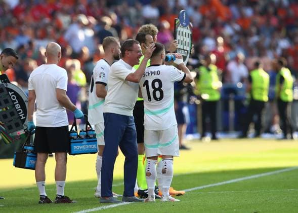 25 06 2024, xtgx, European Football Championship 2024, Netherlands Austria emspor, v l Coach Ralf Rangnick Austria , Romano Schmid Austria UEFA REGULATIONS PROHIBIT ANY USE OF PHOTOGRAPHS as IMAGE SEQUENCES and or QUASI VIDEO Berlin