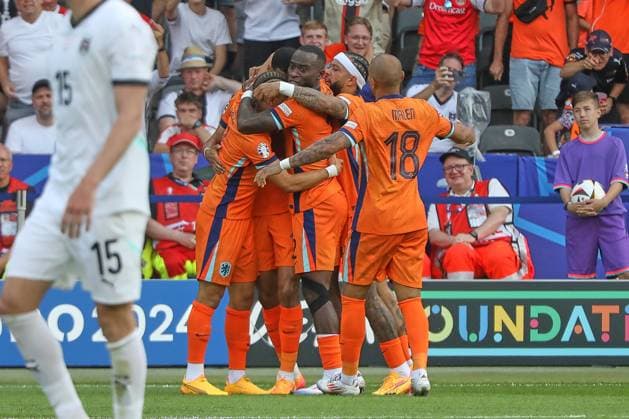 Berlin, Germany, 25 06 2024 Olympiastadion European Football Championship 2024, Group D, Netherlands Austria Goal celebration by the Dutch after Cody Gakpo equalized the score at 1-1 in the 47th minute Copyright: xdtsxNachrichtenagenturx dts_41720