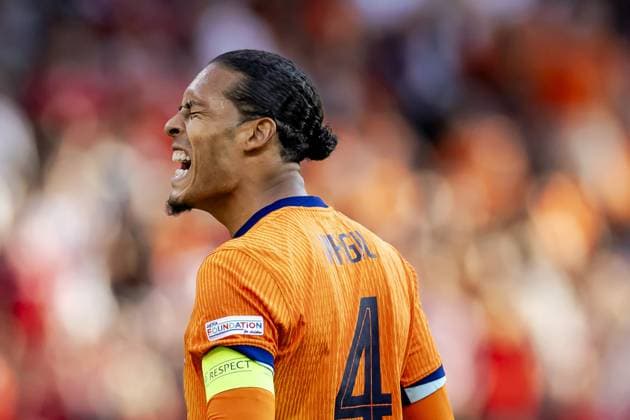 BERLIN - Virgil van Dijk of Holland reacts to Austria s 1-2 during the UEFA EURO, EM, Europameisterschaft,Fussball 2024 group D match between the Netherlands and Austria at the Olympiastadion on June 25, 2024 in Berlin, Germany. ANP KOEN VAN WEEL UEFA EURO 2024 2024 xVIxANPxSportx xxANPxIVx 502046445 originalFilename: 502046445.jpg