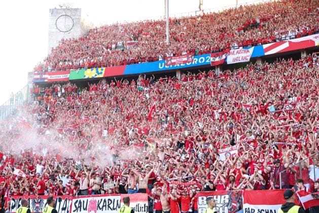 SOCCER - UEFA EURO, EM, Europameisterschaft,Fussball 2024 BERLIN,GERMANY,25.JUN.24 - UEFA EURO 2024, group stage, Austria vs Netherlands. Image shows fans of AUT.  GEPAxpictures xArminxRauthner
