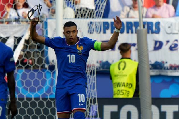 Kylian Mbappe of France celebrates after scoring a goal during UEFA EURO, EM, Europameisterschaft,Fussball 2024 - France vs Poland, UEFA European Football Championship in Dortmund, Germany, June 25 2024  Copyright: xx xx IPA_47479243 IPA_Agency_IPA47479243