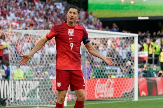 UEFA European Football Championship - UEFA EURO, EM, Europameisterschaft,Fussball 2024 - France vs Poland Robert Lewandowski of Poland celebrates after scoring a goal during UEFA Euro 2024 - France vs Poland, UEFA European Football Championship in Dortmund, Germany, June 25 2024 Dortmund Germany  Copyright: xIPAxSport ABACAx