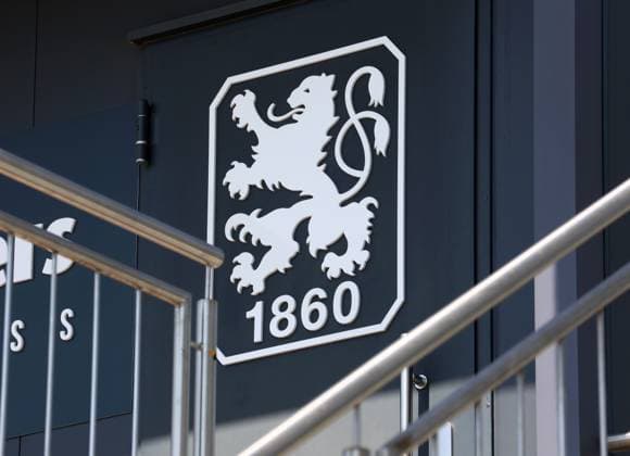 Munich, Germany 25 June 2024 Football, Men, 3 Liga, Season 2024 2025, TSV 1860 Munich, Training, Grünwalder Strasse 114 The logo, coat of arms of TSV 1860 Munich as a symbolic image at the press room at the training ground