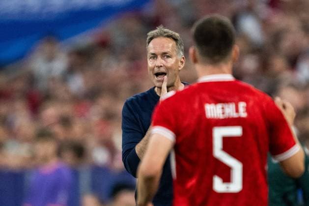 240625 Head coach Kasper Hjulmand of Denmark during the UEFA Euro 2024 Football Championship match between Denmark and Serbia on June 25, 2024 in Munich Photo Mathias Bergeld BILDBYRAN kod MB MB0940 fotboll football soccer fotballs em europamästerskap em uefa euro uefa european football championship euro 2024 danmark denmark serbien serbia bbeng  Copyright: MATHIASxBERGELD BB240625MB045