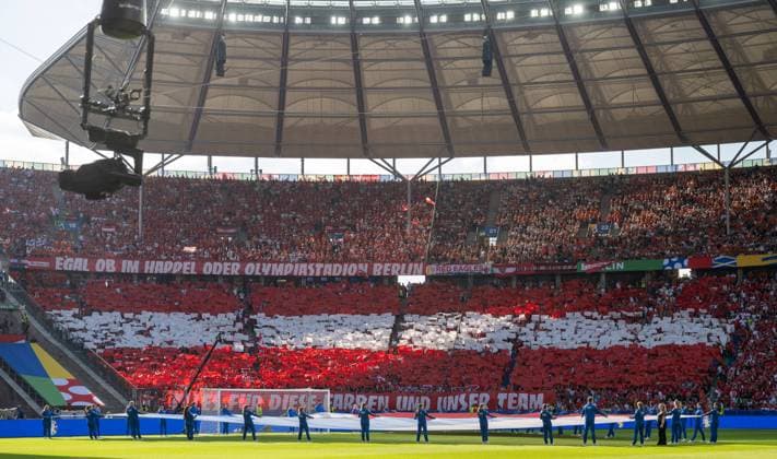 Football, Men, Season 2023 24, UEFA Euro EM 2024, Group D 3 Matchday in Berlin, Netherlands Austria, Fans of Austria, 25 06 2024, Copyright: xMatthiasxKochx