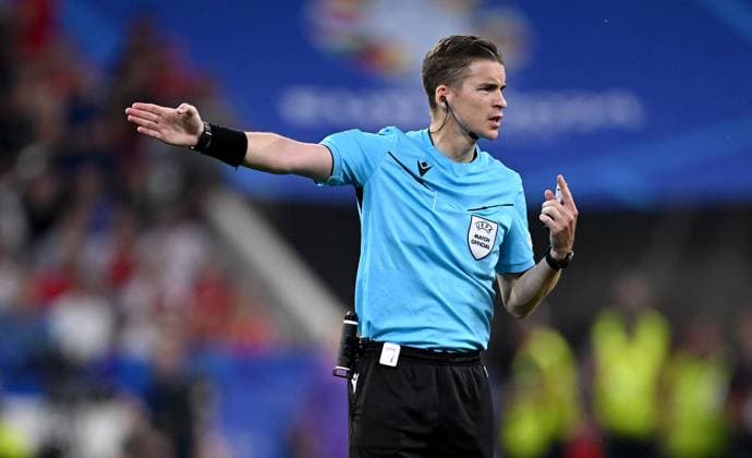 Football Euro 2024 Group C 25 06 2024 Denmark Serbia Referee Francois Letexier FRA, France