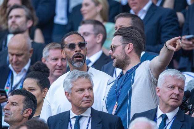 Football, men, 2023 24 season, Euro 2024 Group C 3 matchday in Cologne, England Slovenia, Rio Ferdinand in the stands, 25 06 2024, Copyright: xSebastianxRäppold MatthiasxKochx