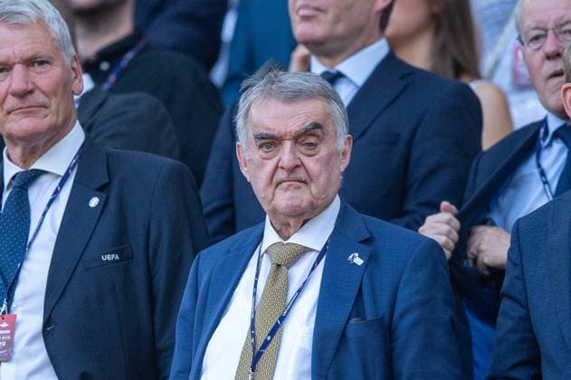 Soccer, Men, Season 2023 24, Euro 2024 Group C 3 Matchday in Cologne, England Slovenia, Herbert Reul Interior Minister of North Rhine-Westphalia in the stands, 25 06 2024, Copyright: xSebastianxRäppold MatthiasxKochx