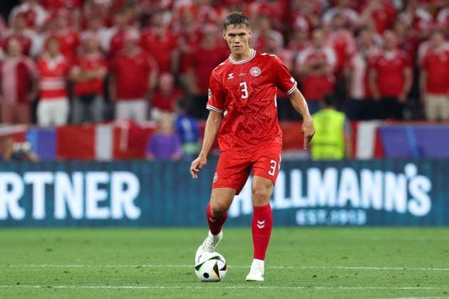 Soccer UEFA EURO 2024 Group Stage 3 Matchday Denmark Serbia on 25 06 2024 at the Munich Football Arena in Munich Jannik Vestergaard Denmark xMSx