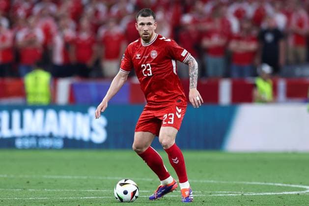 Soccer UEFA EURO 2024 Group Stage 3 Matchday Denmark Serbia on 25 06 2024 at the Munich Football Arena in Munich Pierre Emile Hojbjerg Denmark xMSx