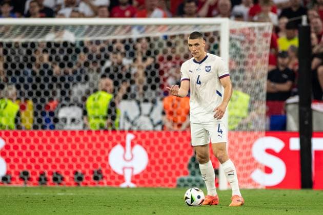 UEFA EURO 2024 Denmark Serbia 25 06 2024 Nikola Milenkovic Serbia, 4 UEFA EURO 2024 Denmark Serbia Munich Football Arena, Munich 25 06 2024 Copyright: xBEAUTIFULxSPORTS Buriakovx