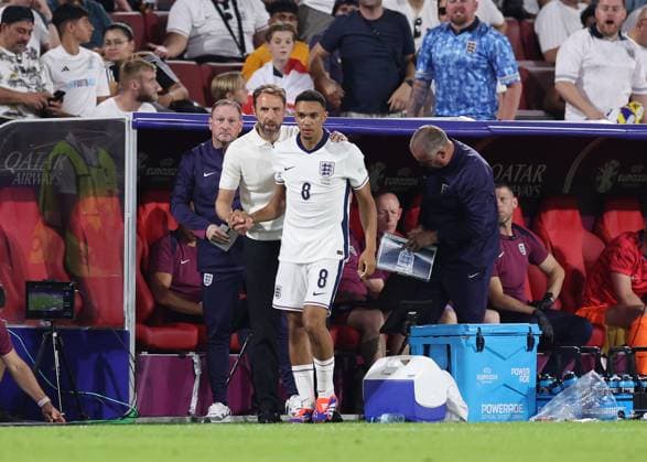 Cologne, Germany, 25th June 2024. Trent Alexander-Arnold of England waits to come into the game as a substitute during the UEFA European Championships match at Cologne Stadium, Cologne. Picture credit should read: David Klein Sportimage EDITORIAL USE ONLY. No use with unauthorised audio, video, data, fixture lists, club league logos or live services. Online in-match use limited to 120 images, no video emulation. No use in betting, games or single club league player publications. SPI-3205-0105