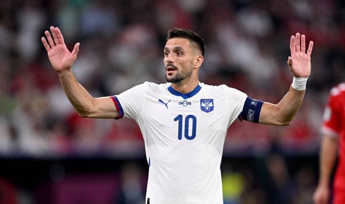 Football Euro 2024 Group C 25 06 2024 Denmark Serbia Dusan Tadic Serbia