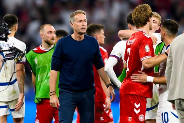 GER, UEFA Euro 2024 Group C, Denmark DNK vs Serbia SRB 25 06 2024, Allianz Arena, Munich, GER, UEFA Euro 2024 Group C, Denmark DNK vs Serbia SRB , pictured Hjulmand Kasper Coach Denmark nordphotoxGmbHx xStraubmeier nph00004