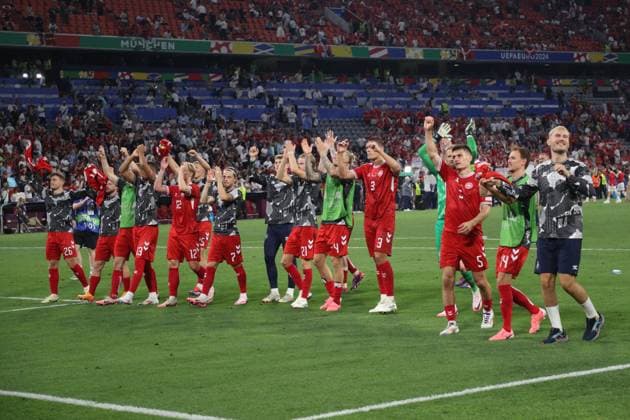 Final joy (Denmark) during the UEFA EURO, EM, Europameisterschaft,Fussball Germany 2024 match between Denmark 0-0 Serbia at Munich Football Arena on June 25, 2024 in Munich, Germany. Noxthirdxpartyxsales  (257681406)