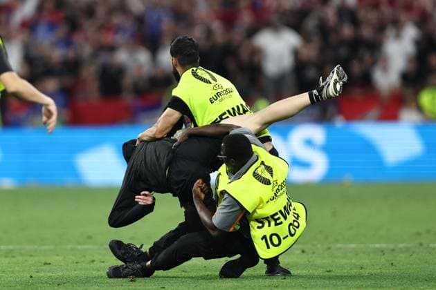 Pitch Invasion during the UEFA EURO, EM, Europameisterschaft,Fussball Germany 2024 match between Denmark 0-0 Serbia at Munich Football Arena on June 25, 2024 in Munich, Germany. Noxthirdxpartyxsales  (257681442)