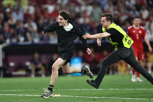Pitch Invasion during the UEFA EURO, EM, Europameisterschaft,Fussball Germany 2024 match between Denmark 0-0 Serbia at Munich Football Arena on June 25, 2024 in Munich, Germany. Noxthirdxpartyxsales  (257681453)