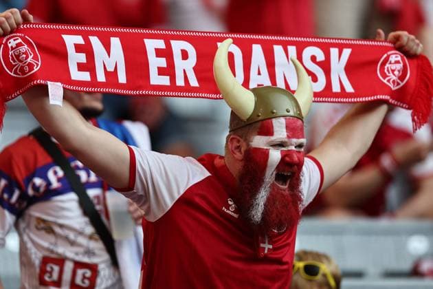 Supporters (Denmark) during the UEFA EURO, EM, Europameisterschaft,Fussball Germany 2024 match between Denmark 0-0 Serbia at Munich Football Arena on June 25, 2024 in Munich, Germany. Noxthirdxpartyxsales  (257681826)