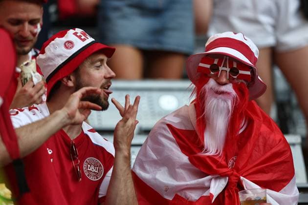 Supporters (Denmark) during the UEFA EURO, EM, Europameisterschaft,Fussball Germany 2024 match between Denmark 0-0 Serbia at Munich Football Arena on June 25, 2024 in Munich, Germany. Noxthirdxpartyxsales  (257681831)