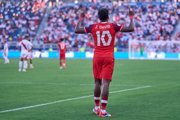 RECORD DATE NOT STATED Copa America USA 2024 Peru vs Canada Jonathan David Celebrates his goal 0-1 of Canada during the game between Peru and Canada as part of the CONMEBOL Copa America USA 2024 group A, at Childrens Mercy Park Stadium, on June 25, 2024 in Kansas City, Kansas, United States. KANSAS CITY KANSAS UNITED STATES  Copyright: xJosexLuisxMelgarejox 20240625190008_CA_GA_2024_PER_CAN_DAVID179