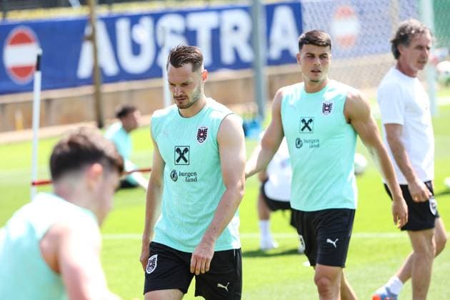 SOCCER - UEFA EURO, EM, Europameisterschaft,Fussball 2024 BERLIN,GERMANY,26.JUN.24 - SOCCER -UEFA EURO 2024, OEFB, Oesterreichischer Fussball-Bund, training. Image shows Maximilian Entrup and Flavius Diliuc (AUT).  GEPAxpictures xArminxRauthner