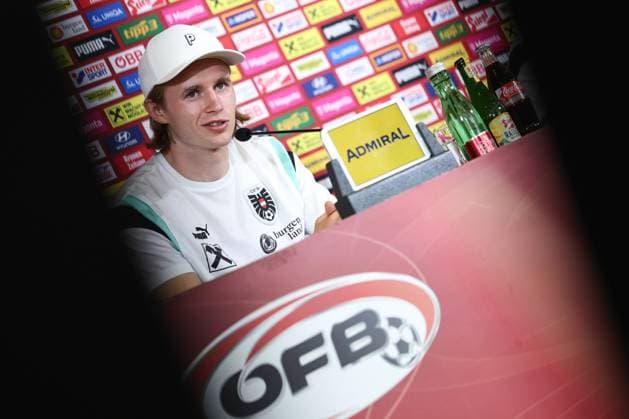 SOCCER - UEFA EURO, EM, Europameisterschaft,Fussball 2024 BERLIN,GERMANY,26.JUN.24 - SOCCER -UEFA EURO 2024, OEFB, Oesterreichischer Fussball-Bund, press conference, PK, Pressekonferenz Image shows Patrick Wimmer (AUT). GEPAxpictures xArminxRauthner