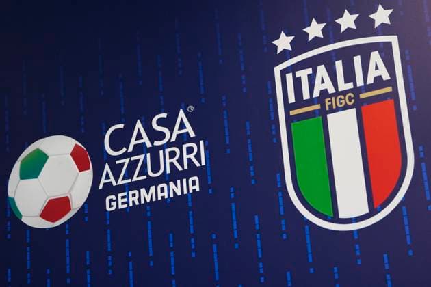 Logo Casa Azzurri with the media during a Italy training session at Hemberg-Stadion on June 26, 2024 in Iserlohn, Germany. - Soccer.  Copyright: xFabioxFerrari LaPressex