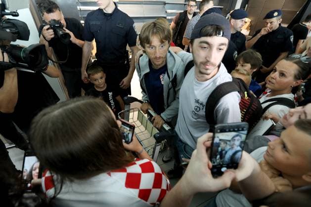 Croatia National Football Team arrive in Zagreb, Croatia Luka Modric of Croatia pose for a photo with fans at Franjo Tudjman Airport in Zagreb, Croatia, on June 26, 2024. RobertxAnic PIXSELL