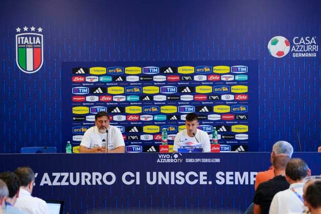 Italy s Stephan El Shaarawy speaks with the media during a Italy training session at Hemberg-Stadion on June 26, 2024 in Iserlohn, Germany. - Soccer.  Copyright: xFabioxFerrari LaPressex