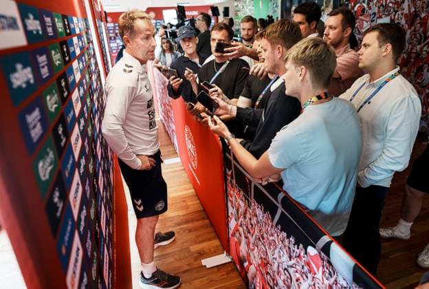 Danish coach Kasper Hjulmand during the national team s mixed zone in Freudenstadt, Germany Wednesday, June 26, 2024 Photo Liselotte Sabroe Ritzau Scanpix , Freudenstadt Germany  Copyright: Ritzau Scanpix LiselottexSabroex spdk20240626-150849-L