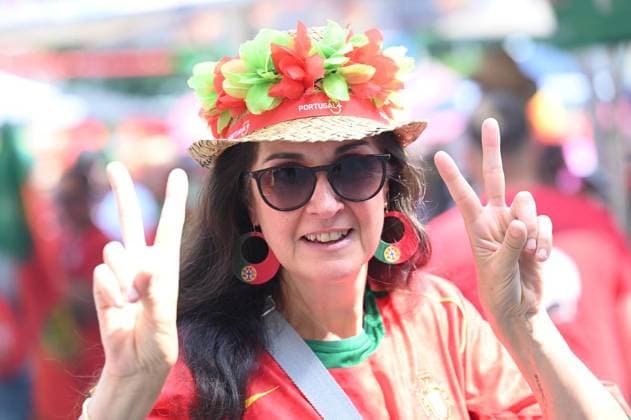 Soccer Euro 2024 in Gelsenkirchen FOR EDITORIAL PURPOSES ONLY p Fans celebrate the teams of Portugal and Georgia on Wednesday, 26 6 2024 in Gelsenkirchen before the match of the European Football Championship in the Veltins Arena Germany NRW Gelsenkirchen Copyright IngoxOtto Copyright: IngoxOtto doc7w1d4hffjwo1ef1onfgd ,EDITORIAL USE ONLY Copyright: IngoxOtto