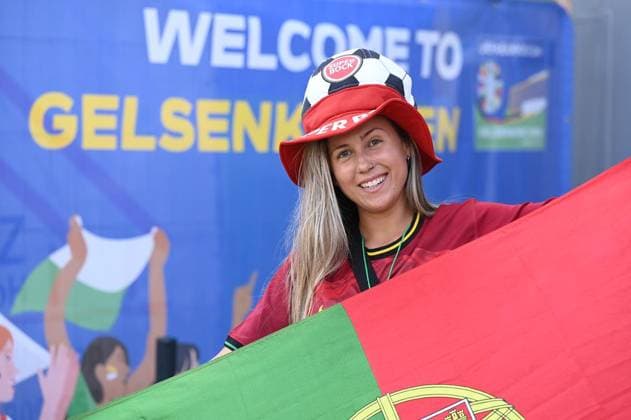 Soccer Euro 2024 in Gelsenkirchen FOR EDITORIAL PURPOSES ONLY p Fans celebrate the teams of Portugal and Georgia on Wednesday, 26 6 2024 in Gelsenkirchen before the match of the European Football Championship in the Veltins Arena Germany NRW Gelsenkirchen Copyright IngoxOtto Copyright: IngoxOtto doc7w1d92qrmqt181xyj6kz ,EDITORIAL USE ONLY Copyright: IngoxOtto