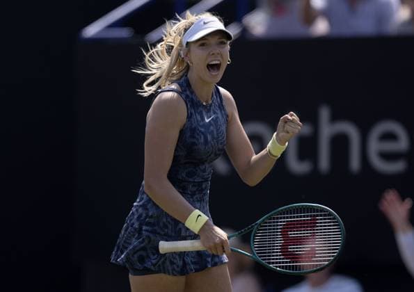Katie Boulter of GB celebrates Rothesay International Eastbourne, Day 4, Tennis, Devonshire Park, Eastbourne, UK - 26 June 2024  Copyright: xEllaxLing Shutterstockx 14558912aw