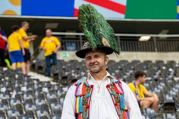 Romanian fan with traditional clothing GER, Slovakia SVK vs Romania ROU , European Football Championship, UEFA EURO 2024, Group E, Matchday 3, 26 06 2024 GER, Slovakia SVK vs Romania ROU , European Football Championship, UEFA EURO 2024, Group E, Matchday 3, 26 06 2024 Frankfurt Copyright: xEibner-Pressefoto RogerxBuerkex EP