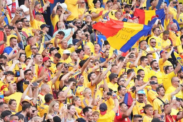 Romanian fans Frankfurt 26 06 2024 Slovakia vs. Romania, EURO2024 M33 Group E, EM Arena Frankfurt