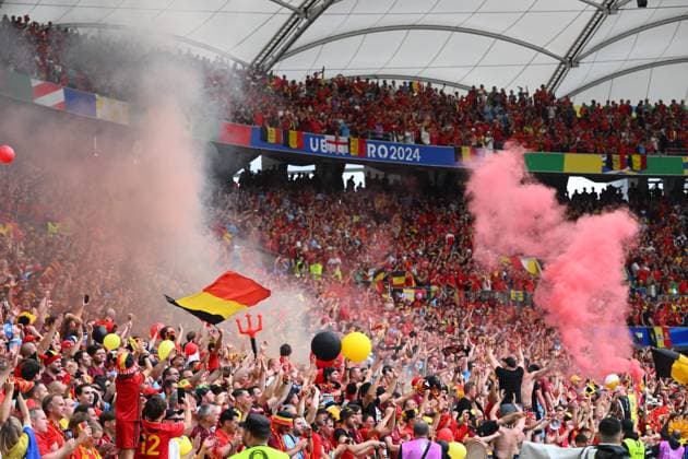 Ukraine v Belgium Group E - UEFA EURO, EM, Europameisterschaft,Fussball 2024 STUTTGART, GERMANY - JUNE 26 : Supporters and fans ahead of the the UEFA EURO 2024 European Football Championship tournament group E stage match between Ukraine and Belgium at Stuttgart Arena on June 26, 2024 in Stuttgart, Germany, 26 06 2024 Stuttgart Germany  Copyright: xVincentxKalutx