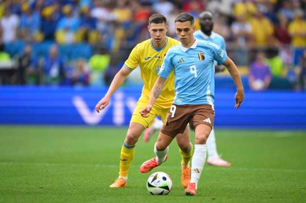 Ukraine v Belgium Group E - UEFA EURO, EM, Europameisterschaft,Fussball 2024 STUTTGART, GERMANY - JUNE 26 : Trossard Leandro forward of Belgium in action pictured during the UEFA EURO 2024 European Football Championship tournament group E stage match between Ukraine and Belgium at Stuttgart Arena on June 26, 2024 in Stuttgart, Germany, 26 06 2024 Stuttgart Germany  Copyright: xVincentxKalutx