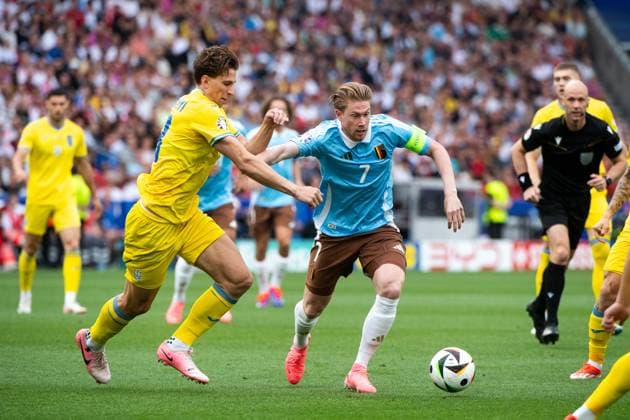 Kevin de Bruyne Belgium, 07 in duel with Illia Zabarnyi Ukraine, 13 , GER, Ukraine UKR vs Belgium BEL , European Football Championship, UEFA EURO 2024, Group E, Matchday 3, 26 06 2024 GER, Ukraine UKR vs Belgium BEL , European Football Championship, UEFA EURO 2024, Group E, Matchday 3, 26 06 2024 Stuttgart Copyright: xEibner-Pressefoto Memmlerx EP_MMR