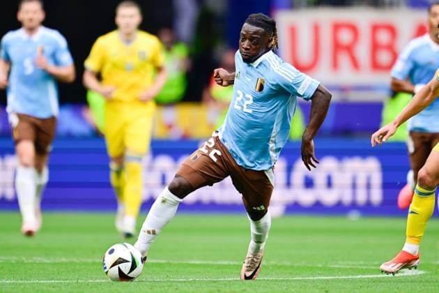 Ukraine v Belgium Group E - UEFA EURO, EM, Europameisterschaft,Fussball 2024 STUTTGART, GERMANY - JUNE 26 : Doku Jeremy forward of Belgium during the UEFA EURO 2024 European Football Championship tournament group E stage match between Ukraine and Belgium at Stuttgart Arena on June 26, 2024 in Stuttgart, Germany, 26 06 2024 Stuttgart Germany  Copyright: xPeterxDexVoechtx