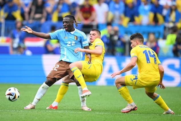 Ukraine v Belgium Group E - UEFA EURO, EM, Europameisterschaft,Fussball 2024 STUTTGART, GERMANY - JUNE 26 : Doku Jeremy forward of Belgium in action pictured during the UEFA EURO 2024 European Football Championship tournament group E stage match between Ukraine and Belgium at Stuttgart Arena on June 26, 2024 in Stuttgart, Germany, 26 06 2024 Stuttgart Germany  Copyright: xVincentxKalutx