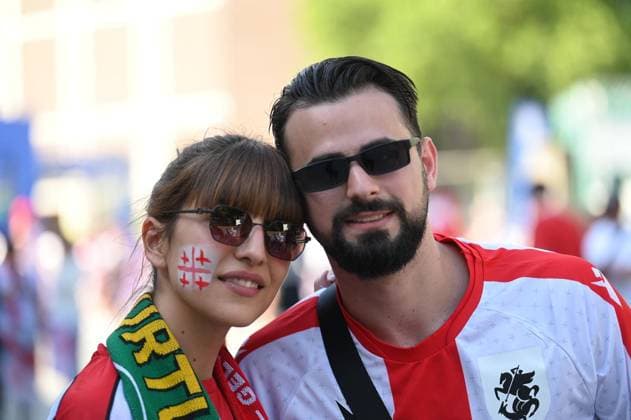 Soccer Euro 2024 in Gelsenkirchen FOR EDITORIAL PURPOSES ONLY p Fans celebrate the teams of Portugal and Georgia on Wednesday, 26 6 2024 in Gelsenkirchen before the match of the European Football Championship in the Veltins Arena Germany NRW Gelsenkirchen Copyright IngoxOtto Copyright: IngoxOtto doc7w1fgp432x4qnj6bhf7 ,EDITORIAL USE ONLY Copyright: IngoxOtto