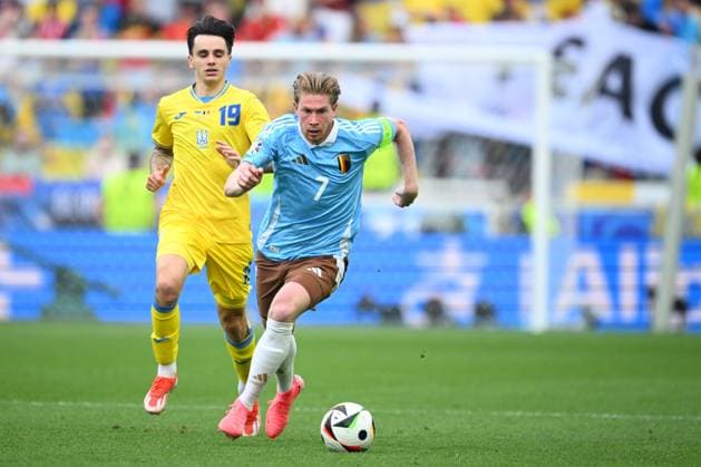 Ukraine v Belgium Group E - UEFA EURO, EM, Europameisterschaft,Fussball 2024 STUTTGART, GERMANY - JUNE 26 : De Bruyne Kevin forward of Belgium in action pictured during the UEFA EURO 2024 European Football Championship tournament group E stage match between Ukraine and Belgium at Stuttgart Arena on June 26, 2024 in Stuttgart, Germany, 26 06 2024 Stuttgart Germany  Copyright: xVincentxKalutx