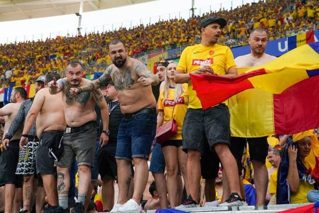 Fans brave the rain Frankfurt 26 06 2024 Slovakia vs Romania, EURO2024 M33 Group E, EM Arena Frankfurt